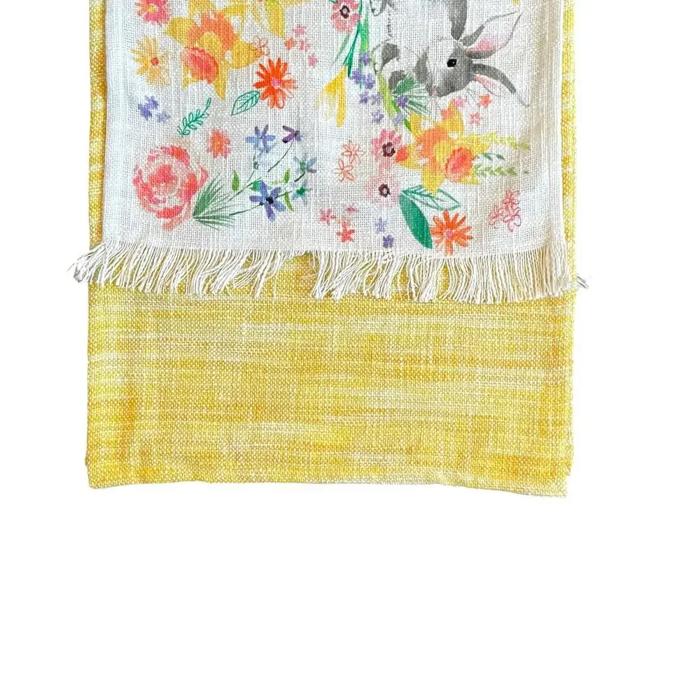Cupcakes & Cashmere Spring Floral Easter Bunny Rabbit Double Table Runner NEW